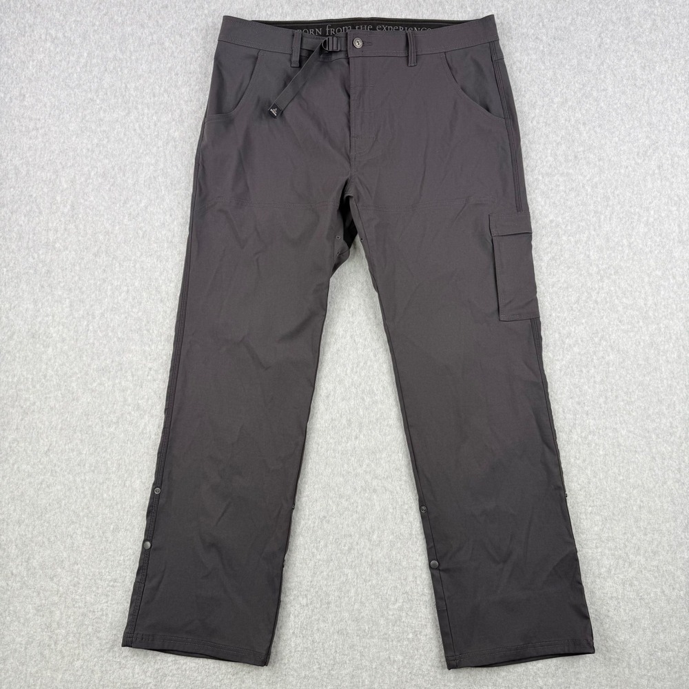 Prana Pants Mens 38x31 Gray Zion Belted Cargo Straight Stretch Hiking Climbing